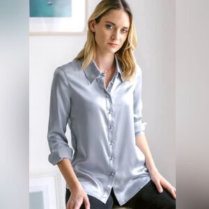 Ravella Milano 100% Silk Blouse. Silver